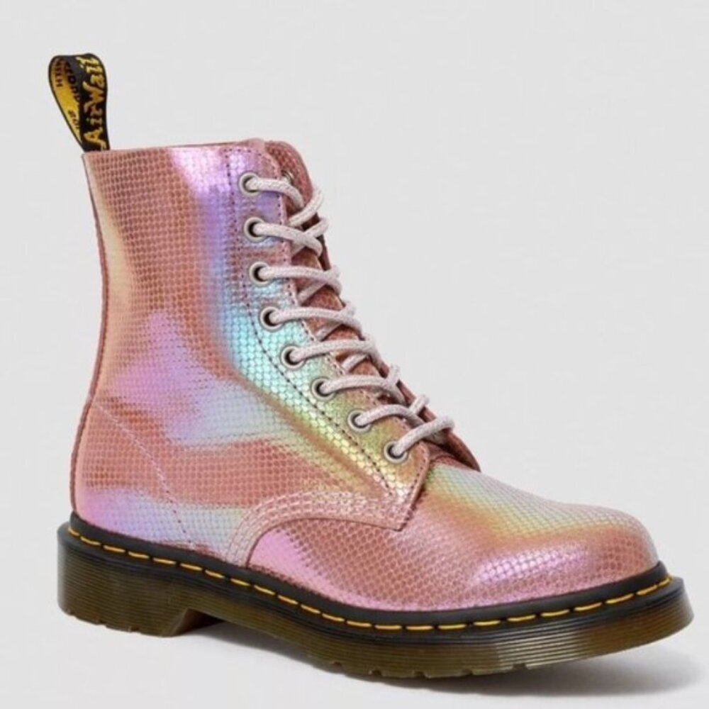 Dr Martens Pascal Iridescent Leather Mermaid Metallic Combat Hiking 7 Boots 1460